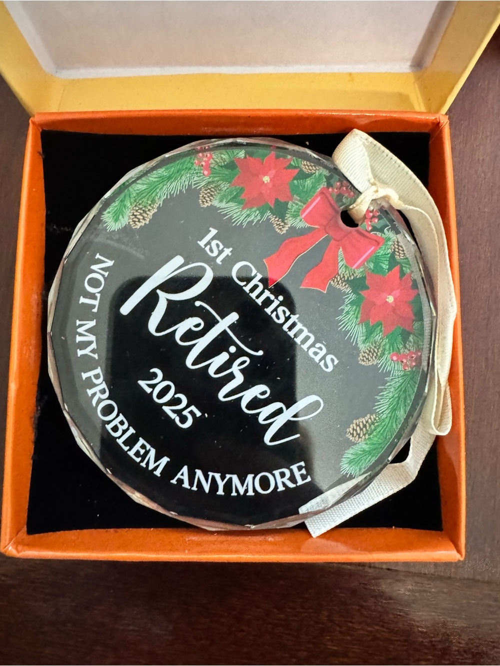 1st Christmas Retired 2025 Ornament with Poinsettia Design